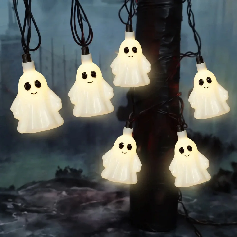 Ghost Lights, 10CT, Warm‎ White LED, 6.5ft, Halloween Indoor/Outdoor